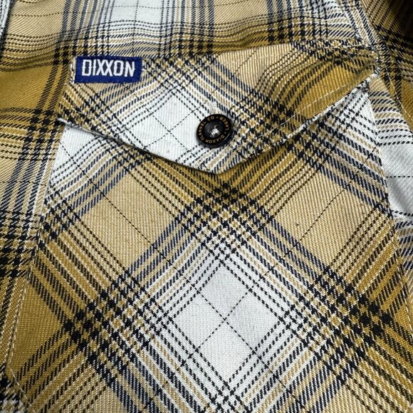 DIXXON Lager Flannel Shirt L Yellow Black White Plaid Workwear Western RARE - Picture 6 of 13
